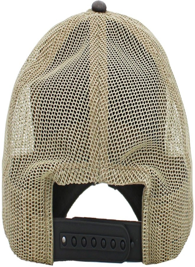 KBETHOS® Vintage Adjustable Mesh Trucker Baseball Cap, Dark Grey Khaki - Image 3